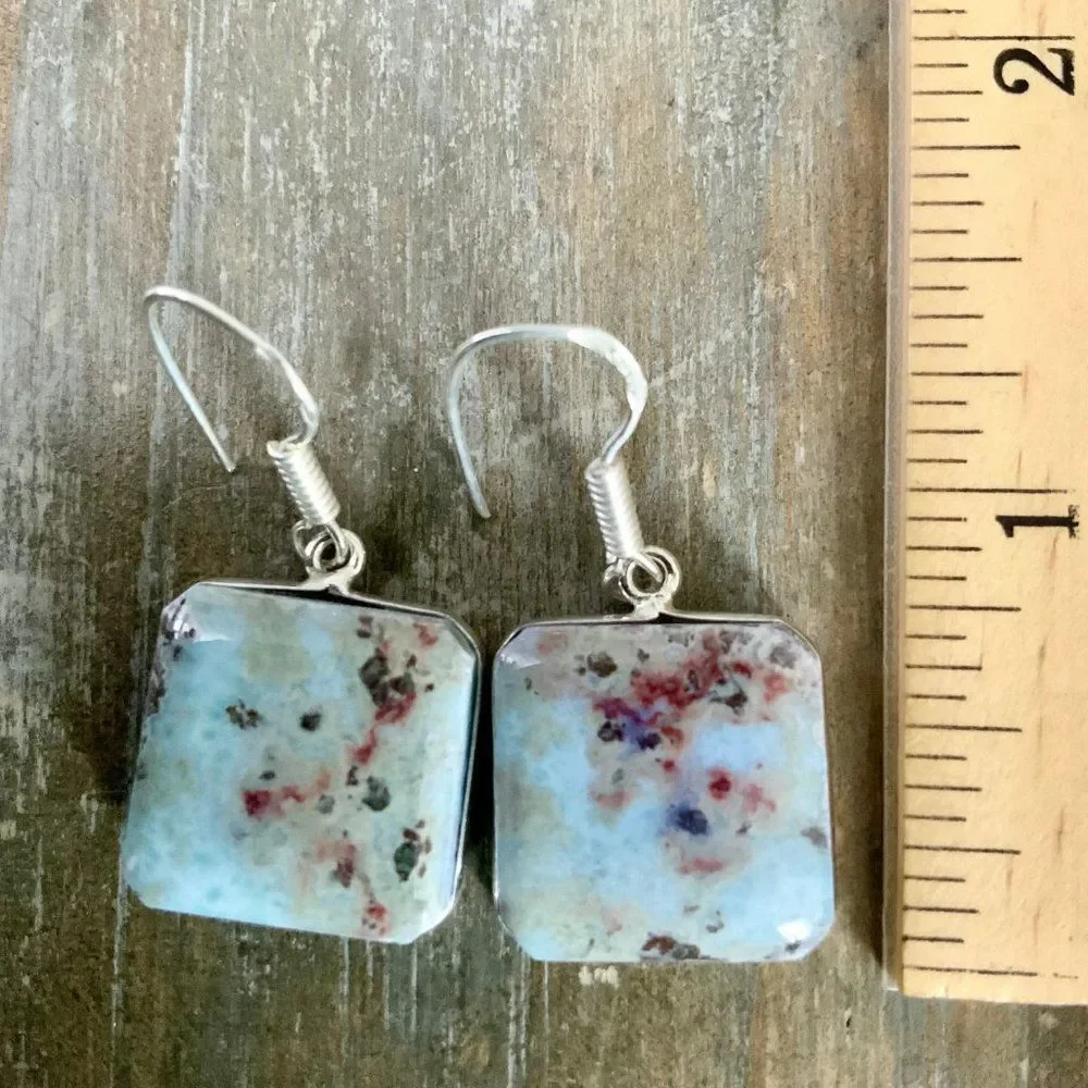Larimar Blue and Silver Earrings - Picture 3 of 3